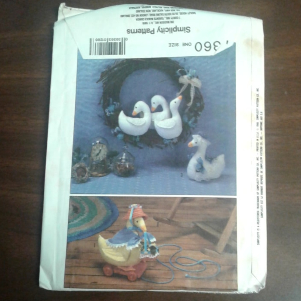 Simplicity Animal Critter Craft Sewing Patterns 7043 7360 Geese Cow Mouse - Picture 3 of 5